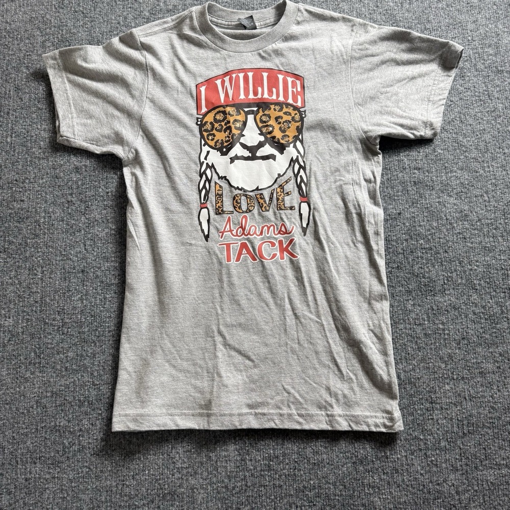 I Willie Love Adams Tack Country Music Graphic T-Shirt Gray Leopard Print⁠ XS‎